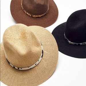 UO FAYE PRINTED TRIM PANAMA HAT